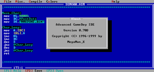 Advanced GameBoy IDE Screenshot